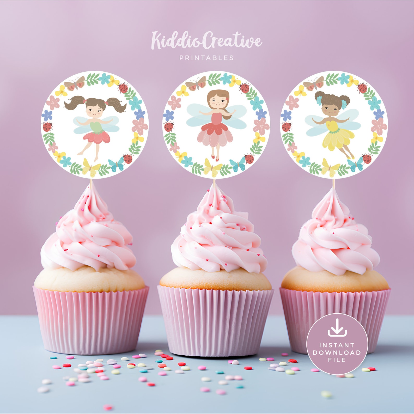 FAIRY Birthday CUPCAKE TOPPERS; Woodland Fairy Birthday Party Decor ...