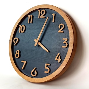 Modern wall clock for home | homedecor | wooden wall clock | minimalist wall clock | round 12,2 inch  31 cm clock | clock with stand