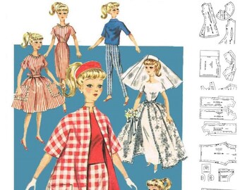 Vintage barbie doll clothes patterns free new arrivals