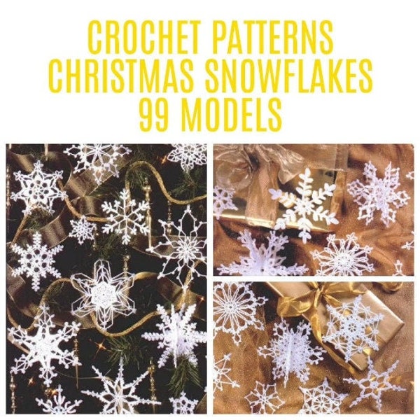 Crochet pattern - Christmas Snowflakes 99 models - Vintage pattern pdf