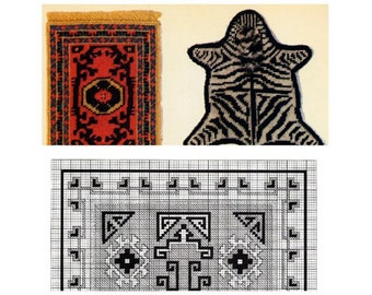 Dollhouse rugs - cross stitch - Vintage pattern pdf