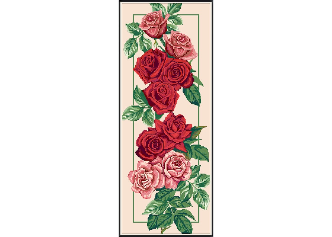 Flowers Cross Stitch Pattern / Rose Panel / Cross Stitch PDF Pattern