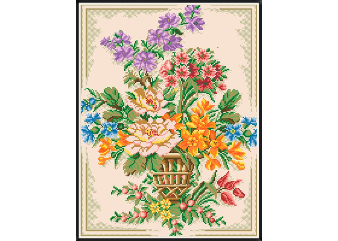 Flowers Cross Stitch Pattern / Tapestry Flowers in a Vase / Cross ...
