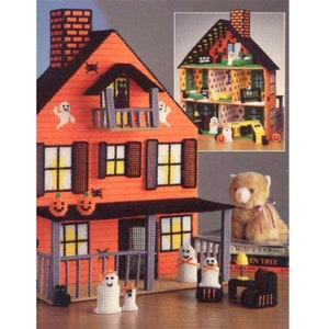 Plastic canvas pattern - Haunted dollhouse - vintage pattern pdf