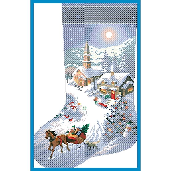 Christmas cross stitch counted pdf / Vintage pattern / Christmas stocking #002 / Digital Cross Stitch Chart