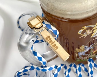 Gravierte Glubberl Bierkrug - Personalisierte Glubbal - Namensschild - Oktoberfest - Dekoration - Glupperl - Anhänger - Gastgeschenk