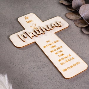 Baptismal cross with baptismal saying - unique baptism gift - wooden cross - godparents - godfather - baptismal saying - personalized cross - baptism decoration