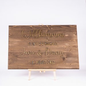 Wedding welcome sign personalized with names and wedding date made of wood - wedding ceremony - celebration - bride and groom