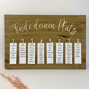 Find your place - This is how your guests find their table - made of wood - wedding ceremony - celebration - bride and groom - wedding