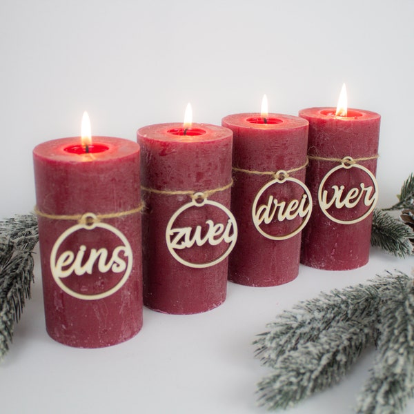 Adventskranz Zahlen - Schriftzug - 4er Set - Weihnachtsdeko - Adventszeit - Adventskranzdekoration - Adventskalender Zahlen