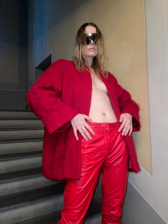 1960s Yves Saint Laurent Mohair Red Coat with Silk Li… Gem