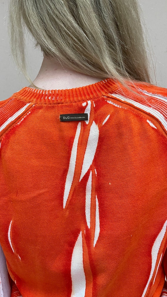Y2k Dolce & Gabbana Burnt Orange Abstract Sweater - image 5