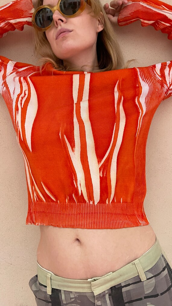 Y2k Dolce & Gabbana Burnt Orange Abstract Sweater - image 2