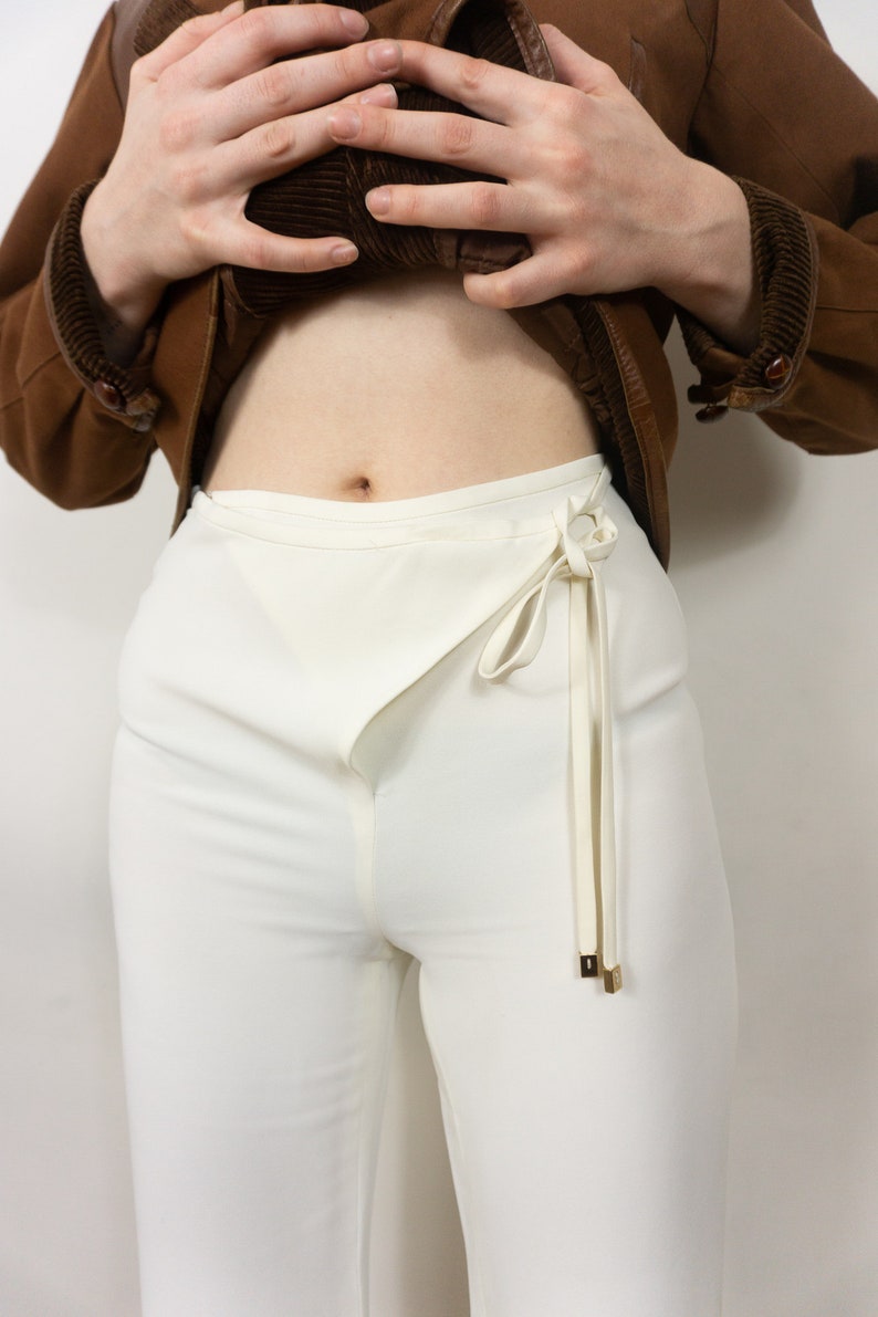 1990s Gucci Pants in White Womens Wide Leg Pants Size Small, S image 3