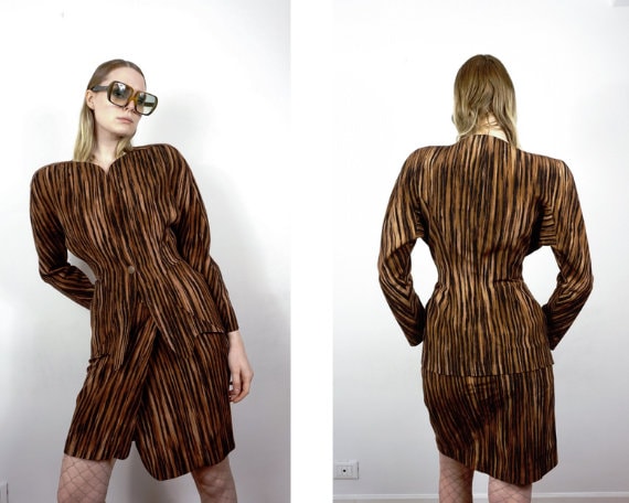 1980s Thierry Mugler Animal Print 2-Piece Skirt S… - image 1