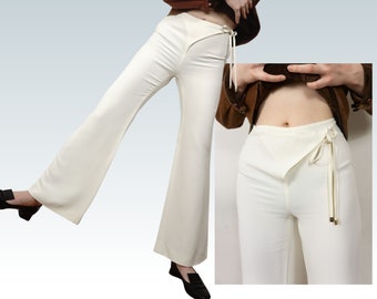 1990s Gucci Pants in White | Womens Wide Leg Pants | Size Small, S
