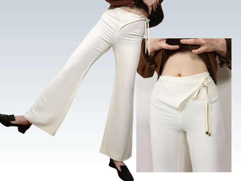 1990s Gucci Pants in White Womens Wide Leg Pants Size Small, S image 1