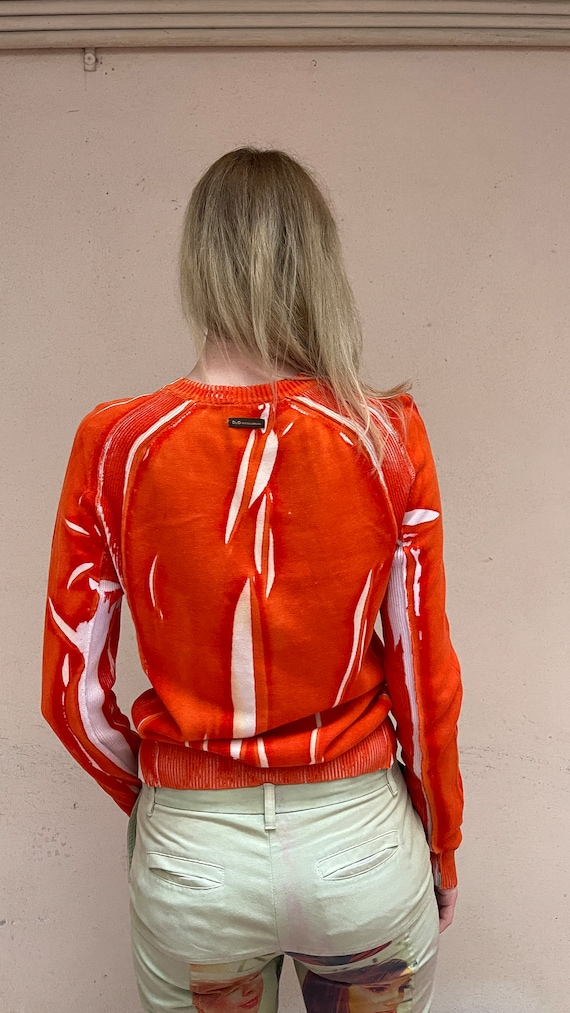 Y2k Dolce & Gabbana Burnt Orange Abstract Sweater - image 4