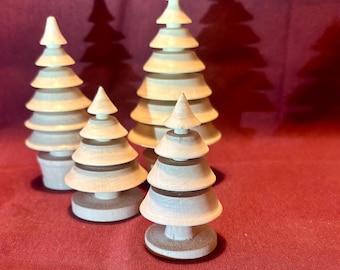 Hand turned  decorative Christmas trees, turned from Hornbeam wood