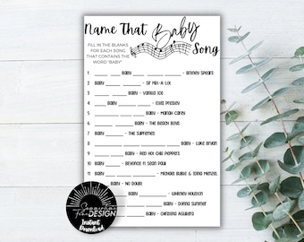 Baby Shower Game Name That Baby Song | Instant Download | Printable