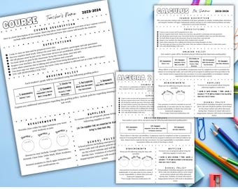 Syllabus Template | EDITABLE Simple One Page Syllabus | Secondary Grades Back To School Customizable | Instant Download