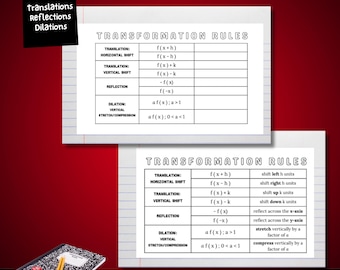 Transformation Rules | Function Transformation Rules Organizer | Downloadable & Printable