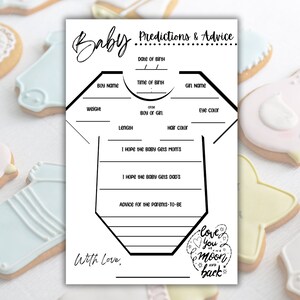 Baby Predictions & Advice Card Baby Shower Stationary| I love you to the moon and back | Instant Download | Printable