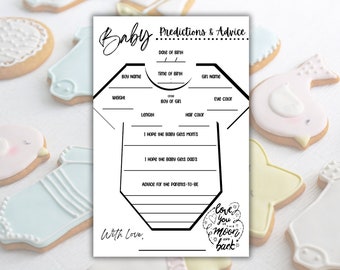 Baby Predictions & Advice Card Baby Shower Stationary| I love you to the moon and back | Instant Download | Printable