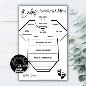 Baby Predictions & Advice Card Baby Shower Stationary | Instant Download | Printable