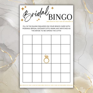 Bridal Shower Bingo | Bridal Shower Game | Gold Sparkle Bling Bling| Instant Download | Printable