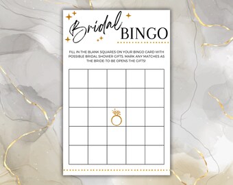 Bridal Shower Bingo | Bridal Shower Game | Gold Sparkle Bling Bling| Instant Download | Printable
