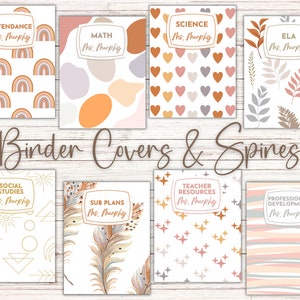 Boho Binder Covers | Teacher Binder Covers | Boho Rainbow Binder Covers | Editable and Printable | Teacher Organization |