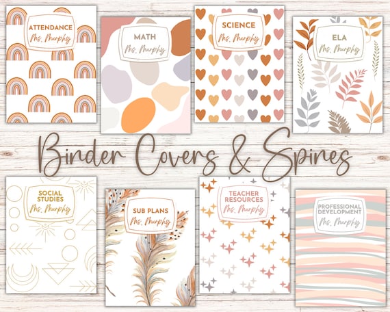 Boho Binder Covers | Teacher Binder Covers | Boho Rainbow Binder Covers | Editable and Printable | Teacher Organization |