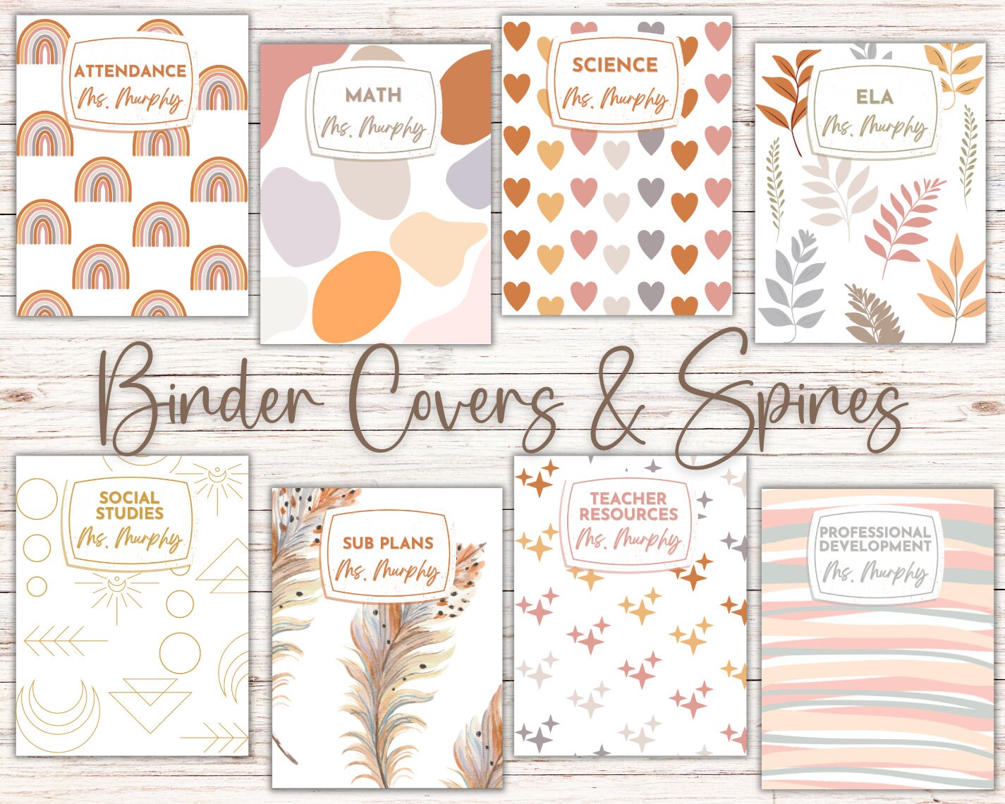 Boho Binder Covers Teacher Binder Covers Boho Rainbow Binder Covers