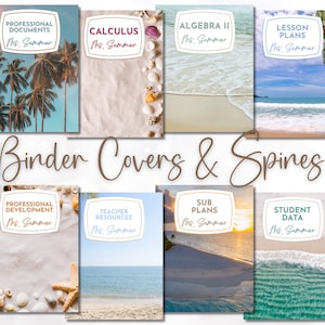 Beach Binder Covers | Teacher Binder Organization | Summer Theme Binder Covers | Editable  Printable | Coastal Teacher | Boho Beach Teacher