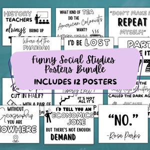 Funny Social Studies Posters | History Bulletin Board Sign | SS Classroom Decor | Social Studies Bulletin Board | Instant Download|Printable