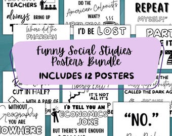 Funny Social Studies Posters | History Bulletin Board Sign | SS Classroom Decor | Social Studies Bulletin Board | Instant Download|Printable