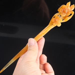 Beautiful Plum blossom jade hairpin ,Natural Xiu Jade Hair Stick, jade Hand carved flower hairpin,Gift for Her K1829
