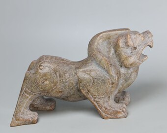 954g アンティーク中国翡翠彫刻獣像、コレクション、中国翡翠像 K776