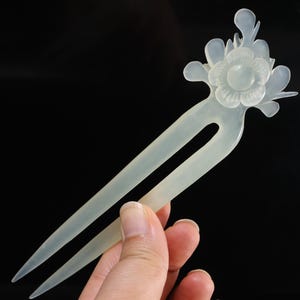 Beautiful Plum blossom Jade Hairpin,Natural Xiu Jade Hairpin, jade Hand carved flower Hair Stick,Gift for Her K1788