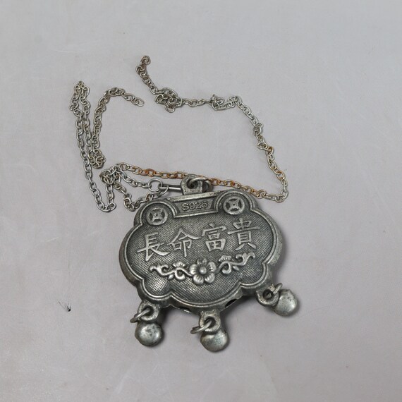 Collection of Chinese antique old silver necklace… - image 9