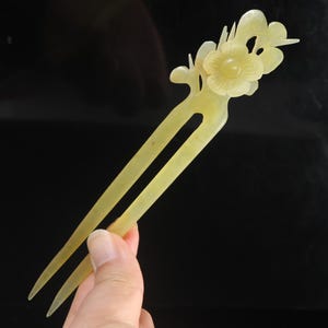 Beautiful Plum blossom Jade Hairpin,Natural Xiu Jade Hairpin, jade Hand carved flower Hair Stick,Gift for Her K1807