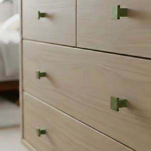 Matte Square Aluminum Cabinet Knobs - Symmetrical Door & Drawer Pulls - Kitchen Hardware Set of 6