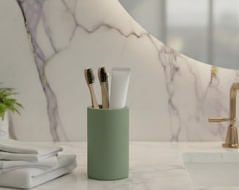 Circle Toothbrush Holder Bathroom Organizer - Mid Century Modern Countertop Storage Bathroom Accessories - Razor Holder Bathroom Hardware