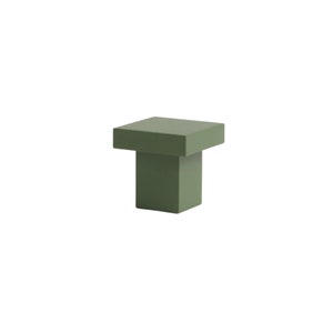 May include: A square green cabinet knob with a slightly raised top.
Mid Century Modern Square Cabinet Knob – Aluminum Drawer Pull