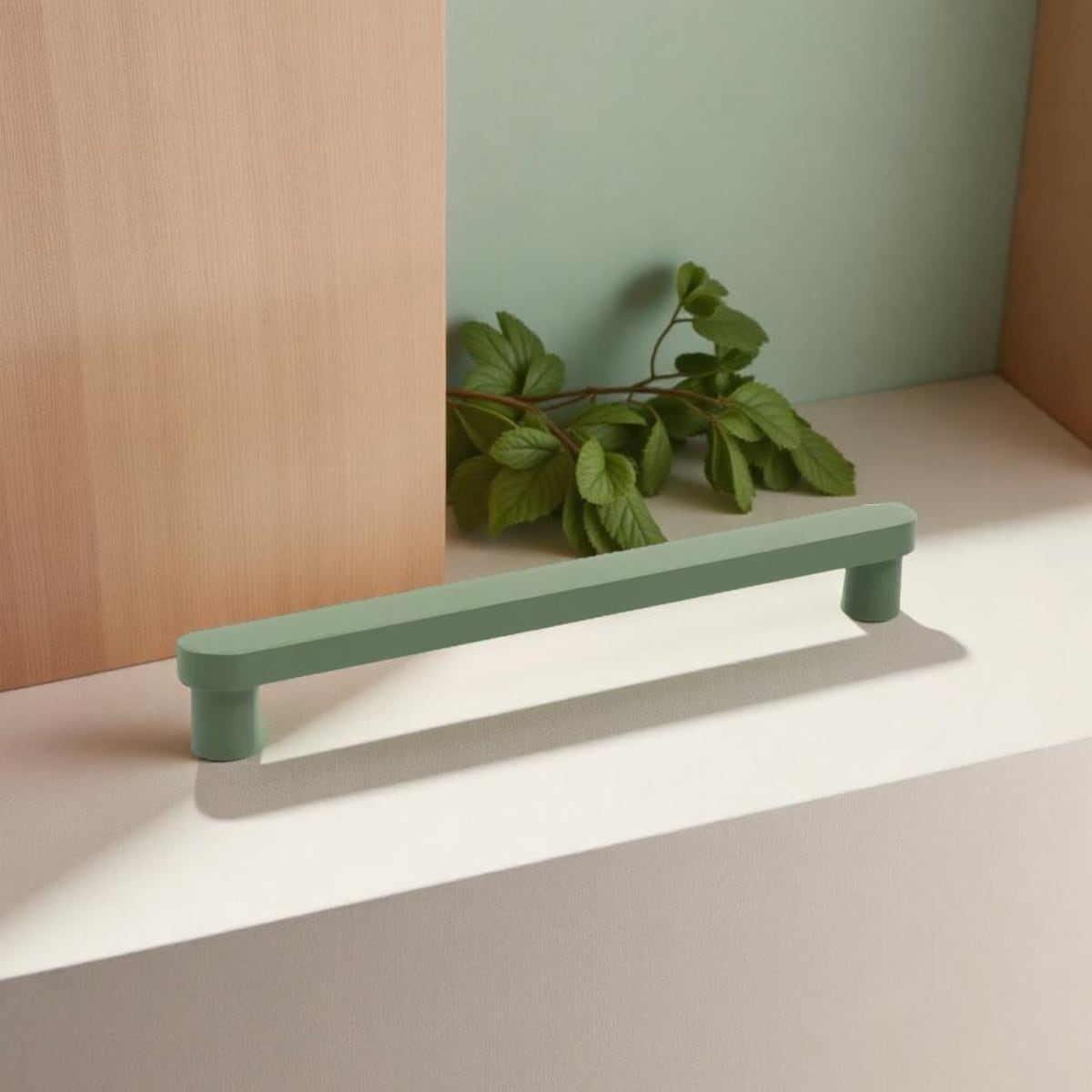 Mid Century Modern Kitchen Cabinet Pull - Quantity 14, Size 5", Color Olive