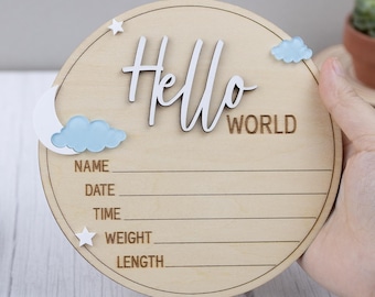 Moon Birth Announcement, Stars Baby Birth Announcement, Arched Wooden Birth Announcement, Hospital Birth Announcement Sign, Baby Birth Name