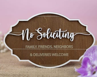 No Soliciting Sign, No Soliciting Family Friends Neighbors Welcome, No Knocking Sign, Please Do Not Disturb Door Sign, Baby Sleeping Sign