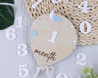 3D Monthly Milestone Discs for Baby Photos, Monthly Baby Milestone Discs, Engraved Wood Monthly Milestone Markers, Personalized Baby Sign