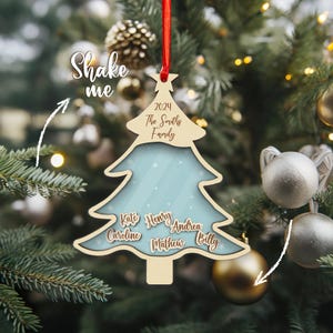 Personalized Family Christmas Tree Ornament: Engraved Wooden Keepsake
